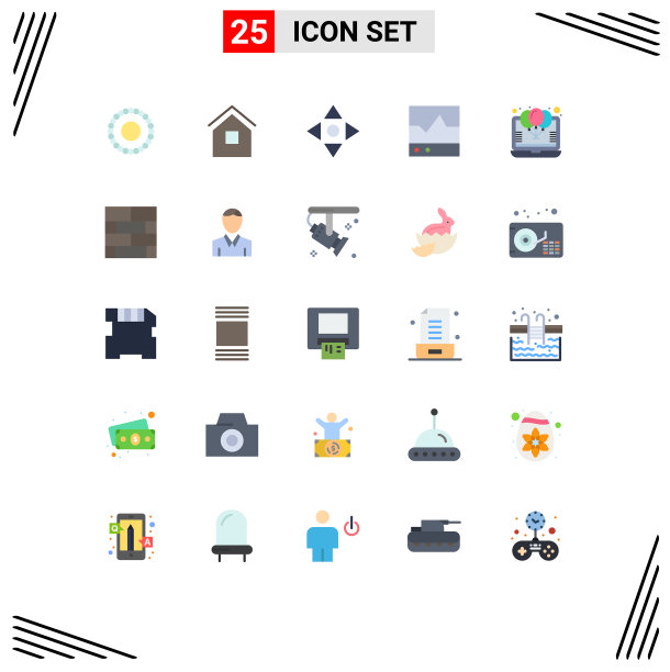 设置25个现代UI图标符号标志图片下载