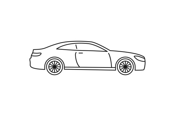 车车图标。黑线网页标志。平面风格矢量插图孤立的白色背景。图片下载