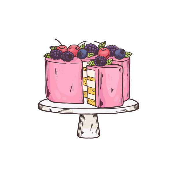 蛋糕甜点盘为茶点，平面卡通矢量插图孤立图片下载