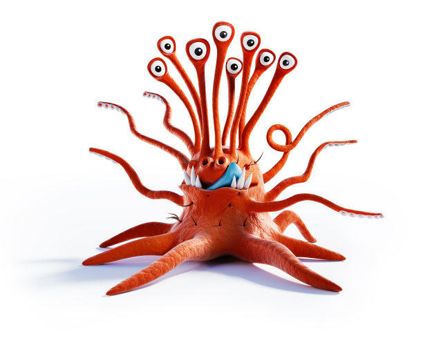 一个可爱的小卡通怪物的3d插图图片下载