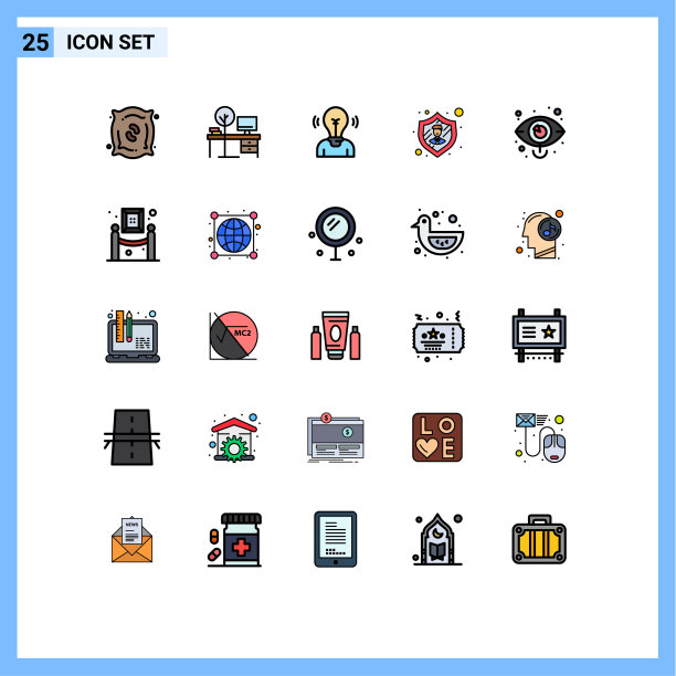 用户界面包25基本填充线平图片下载