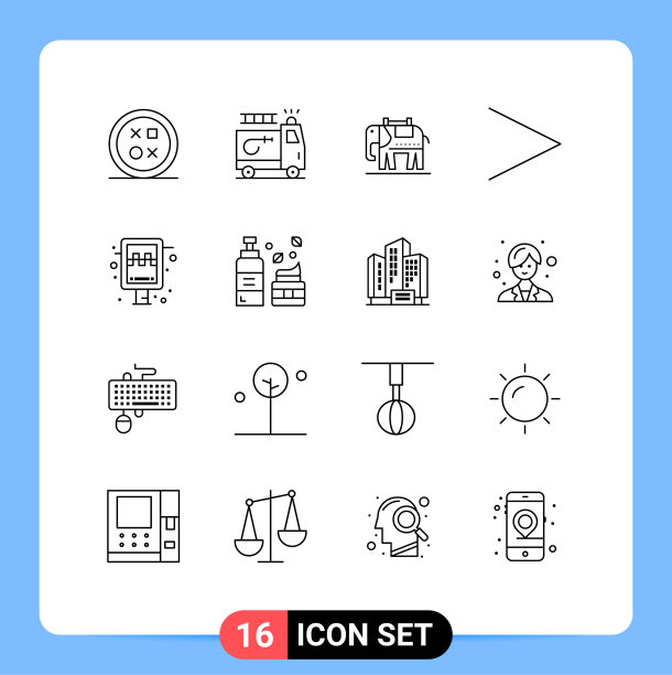 现代集16个轮廓象形站图片下载
