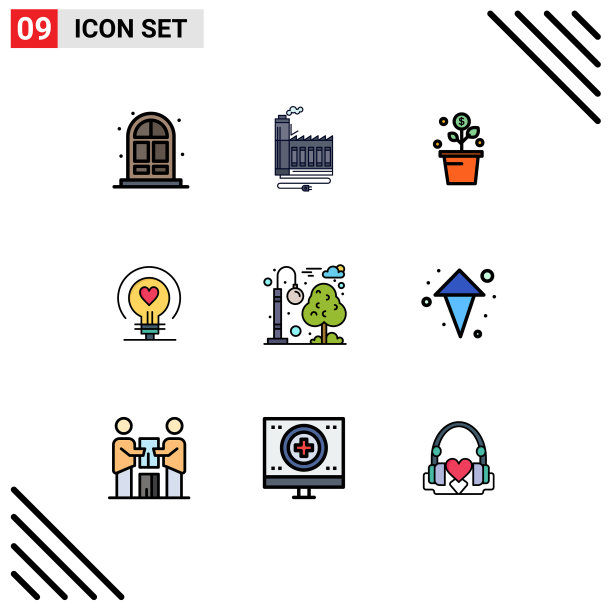 9主题填充线平色和可编辑图片下载