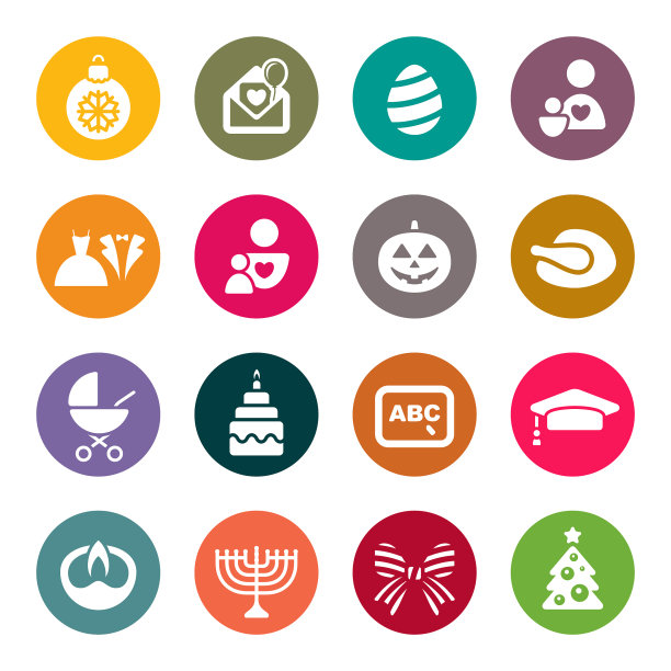 假日彩色矢量图标图片下载