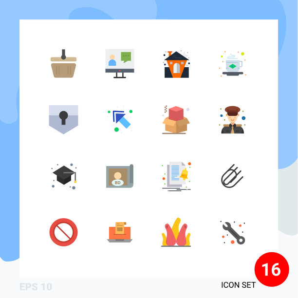 16组现代平面颜色设置为旗帜图片下载