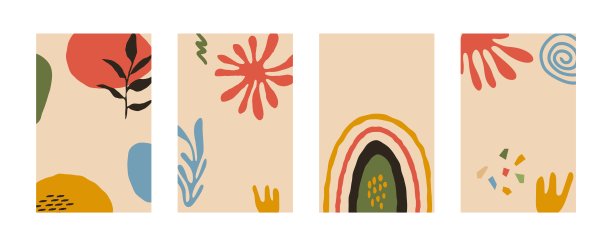 抽象的海报模板。当代涂鸦形状，社交媒体上的时尚几何元素。矢量图解说明图片下载