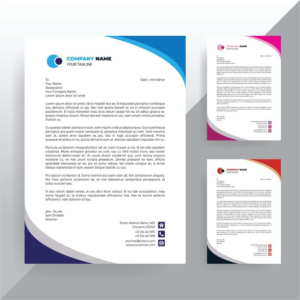 创意公司信头设计模板，现代公司信头，钻石专业商业信头图片下载