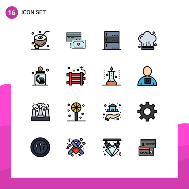 设置16个现代UI图标符号标志图片下载