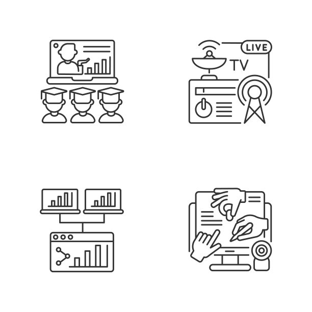 全球通信线性图标集图片下载