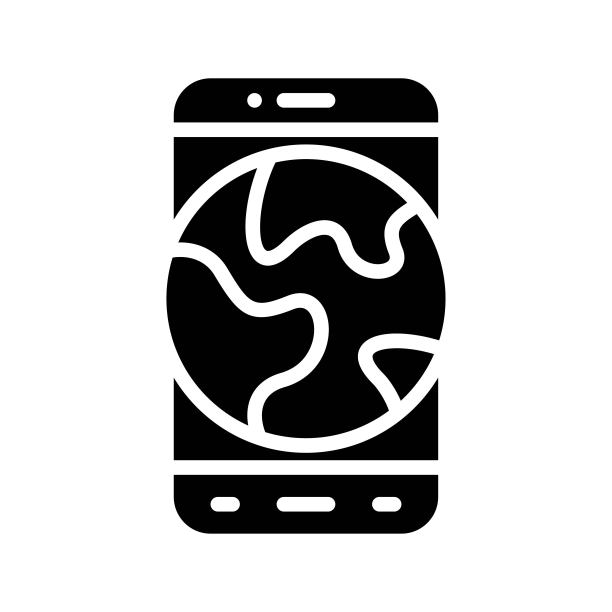 与世界地球和按钮矢量相关的手机屏幕应用程序图标集图片下载