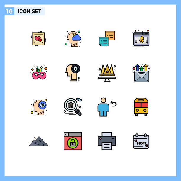 象形图设置16个简单的平色填充图片下载