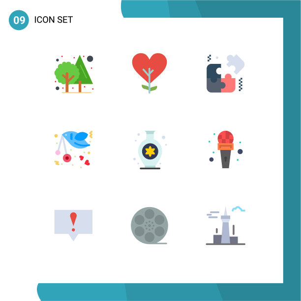 组9现代平面颜色设置花瓶字母图片下载