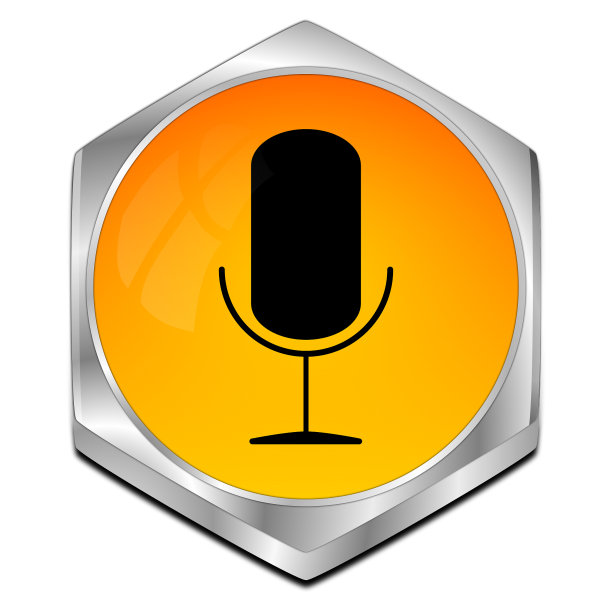 按钮与麦克风- 3D插图图片下载