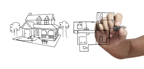 手绘房子概念的梦想画由设计师图片下载