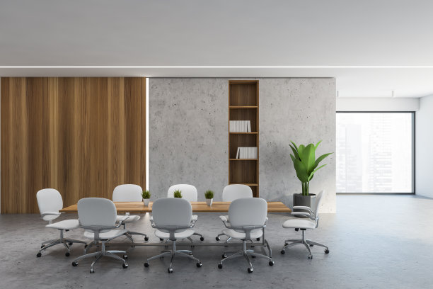 混凝土和木制的会议室图片下载