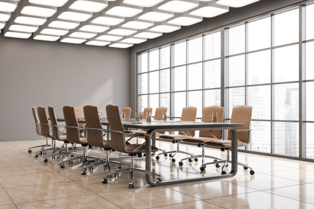 灰色全景会议室一角图片下载