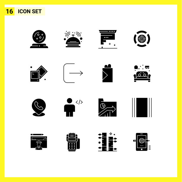 可编辑的线包16个简单的固体字形图片下载