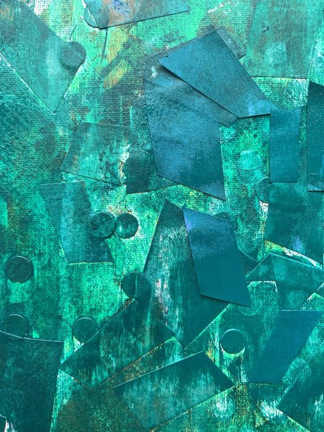 绿色丙烯画拼贴图片下载