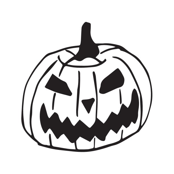 万圣节鬼火。涂鸦令人毛骨悚然的南瓜图片下载