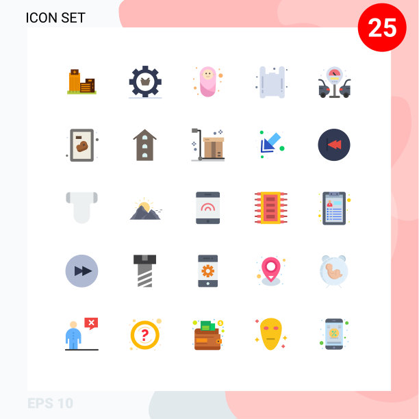 象形图设置25个简单的平色塑料图片下载