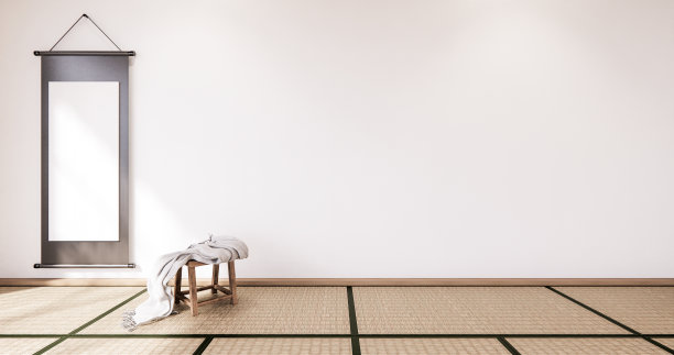 日本室内设计，现代客厅。3d渲染，3d渲染图片下载