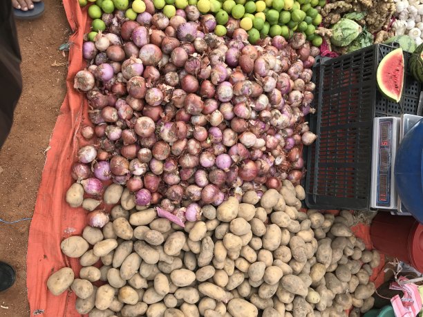 红洋葱在传统市场蔬菜中出售图片下载