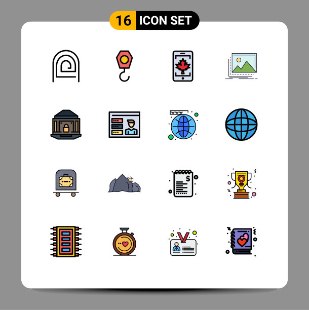 设置16 modern UI ICONS symbols sign for bank图片下载