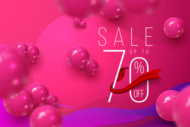 促销横幅最小模板设计与几何背景，大减价特卖高达七折。大减价，季末特价横幅。矢量插图。图片下载