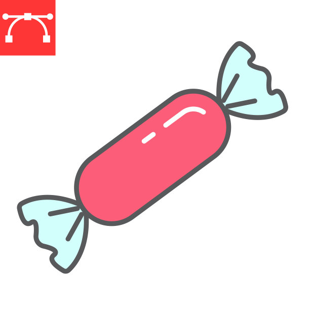 糖果色线图标，甜点和美味，糖果焦糖标志矢量图形，可编辑的描边填充轮廓图标，eps 10。图片下载