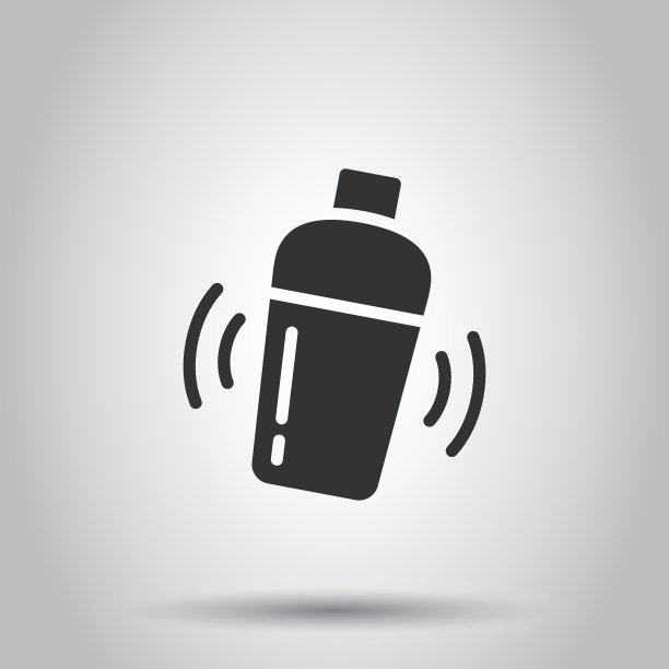 摇酒器鸡尾酒图标在平坦的风格。酒精瓶矢量插图在白色孤立的背景。酒吧饮品的经营理念。图片下载