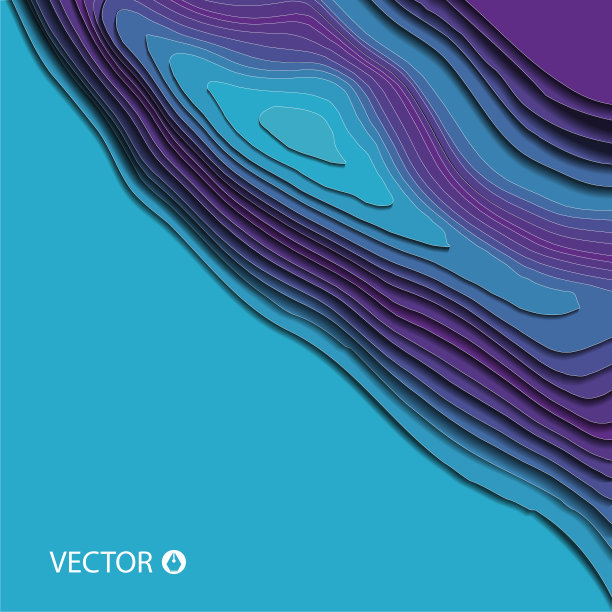 地形图的艺术剪纸。令人愉悦的蓝色色调。现代设计折纸。矢量图图片下载