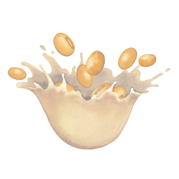水彩飞溅植物奶与大豆。图片下载
