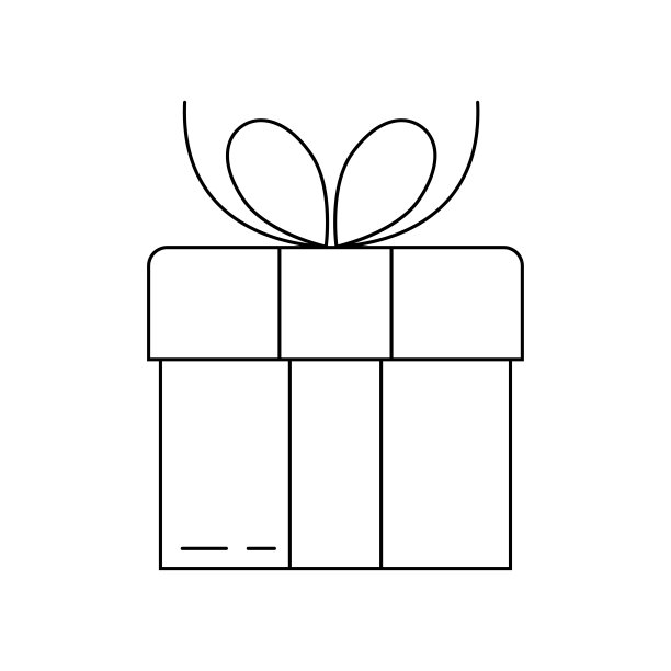 礼盒轮廓图标与蝴蝶结和丝带。圣诞节或生日的礼物包。矢量插图。图片下载