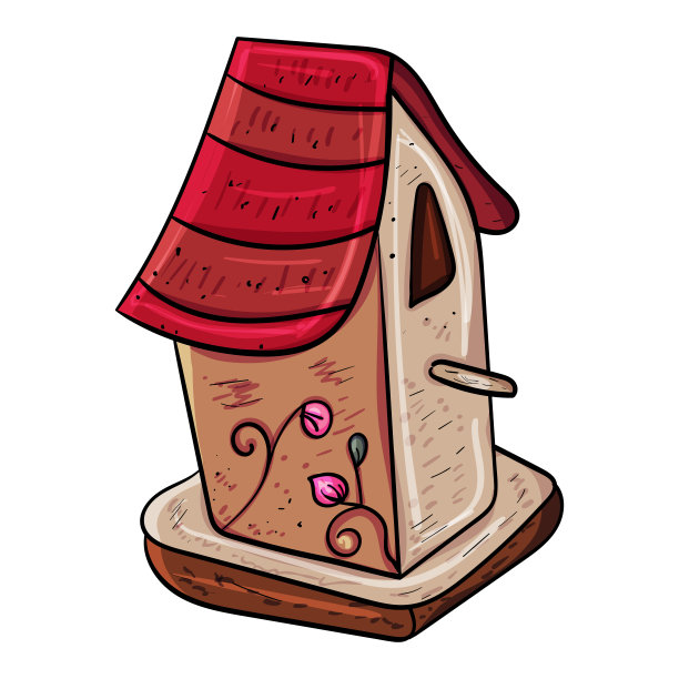 彩色的鸟舍矢量剪辑艺术插图。Hygge和Cozy Cartoon图片下载