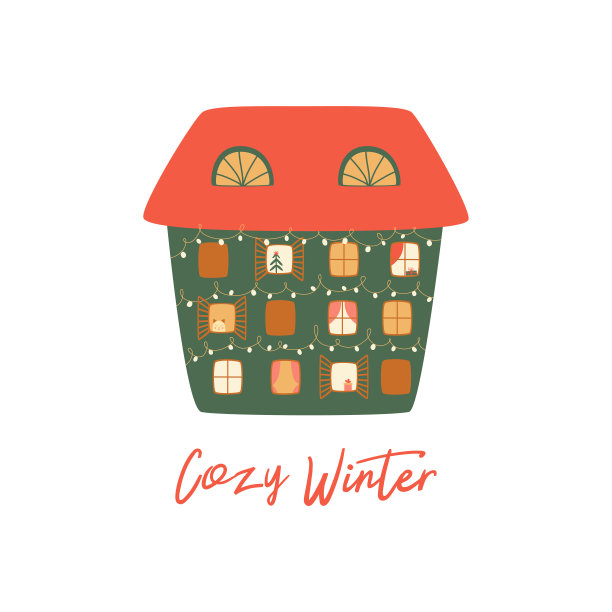 圣诞屋孤立在白色。冬天的房子。卡通新年快乐城市建筑。圣诞快乐图片下载