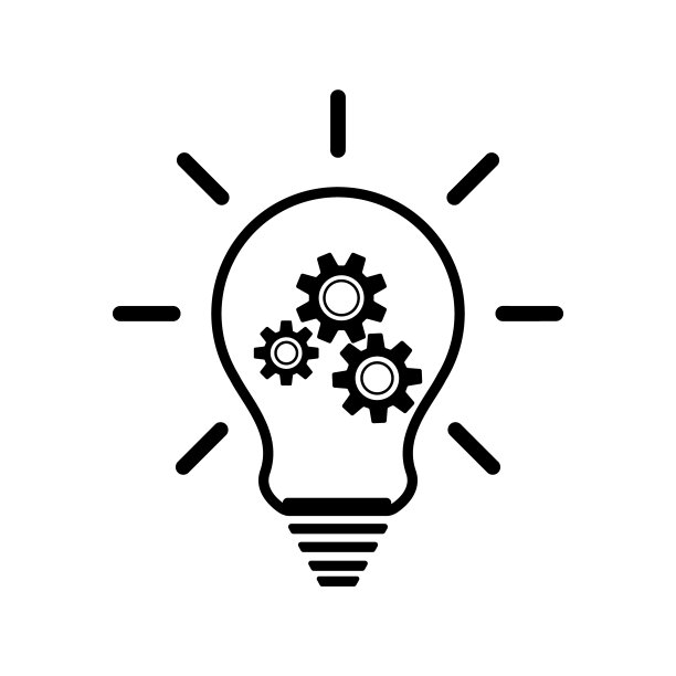 灯泡图标。灯泡与齿轮符号向量图片下载