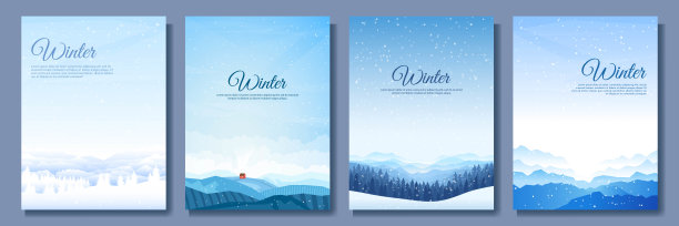 矢量插图。平的冬季景观。下雪的背景。雪。降雪。湛蓝的天空。暴雪。下雪的天气。设计元素海报，书籍封面，小册子，杂志，传单，小册子图片下载