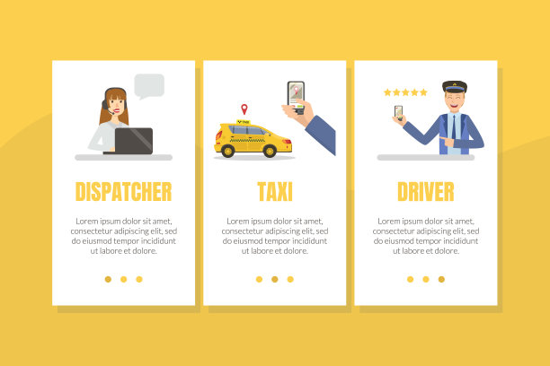 出租车服务登陆页，网上订购出租车，移动城市公共交通服务矢量图图片下载