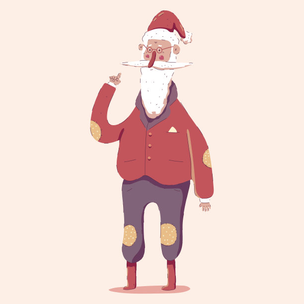 可爱的圣诞老人人物矢量卡通插图孤立的背景。图片下载
