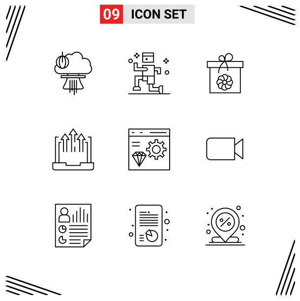 9主题大纲和可编辑的符号应用程序图片下载