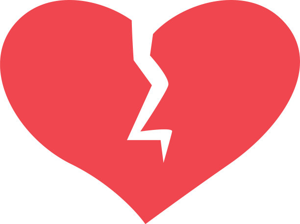 破碎的心平面风格图标设计图片下载