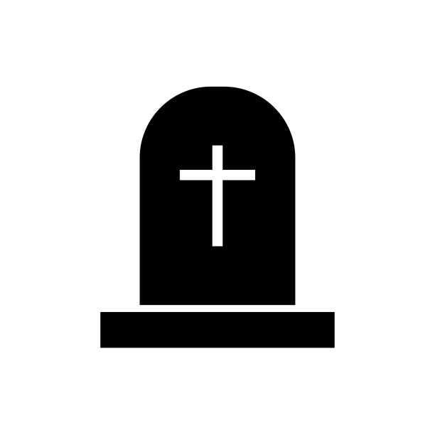 万圣节墓碑黑色图标，平面设计，万圣节主题图片下载