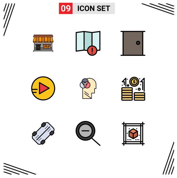 用户界面包9基本填充线平图片下载