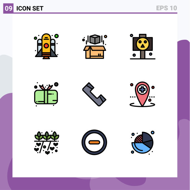 包装9个现代填充线和平色标志图片下载