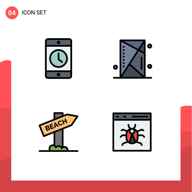 4主题填充线平面颜色和可编辑图片下载