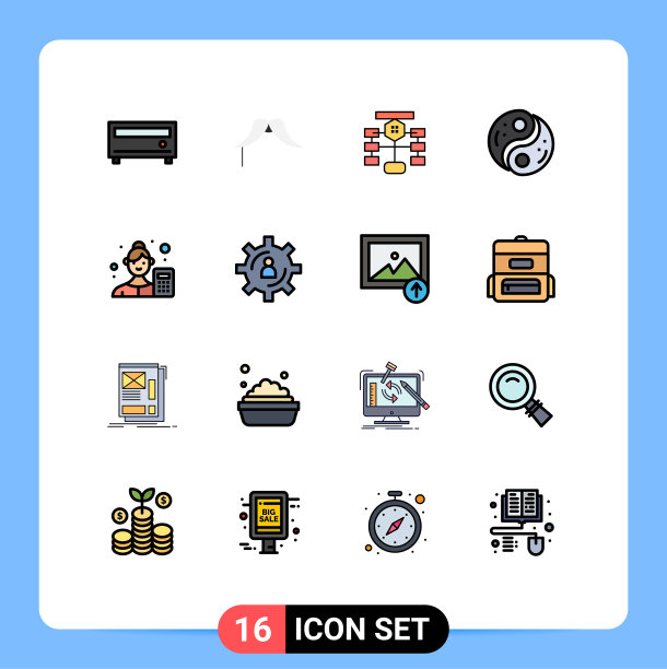 16主题平色填充线条和可编辑图片下载