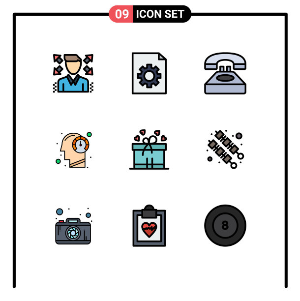 象形图设置9个简单的填充线平色图片下载