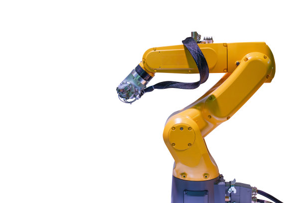 用于工业的机械臂隔离在白色与文本复制空间。图片下载