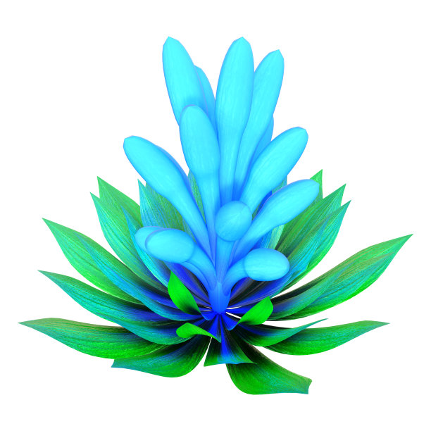 3D插图幻想外星人植物上的白色图片下载