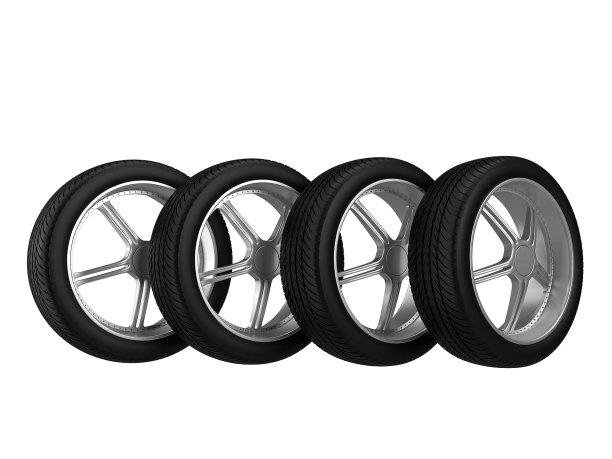 汽车车轮孤立的白色背景。三维渲染图片下载